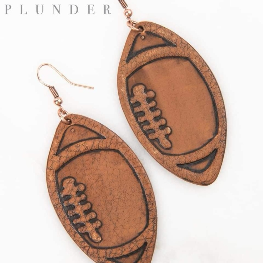 New Leather Football Earrings - Picture 3 of 6